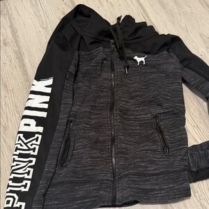PINK Victoria's Secret Black and Gray Hoodie